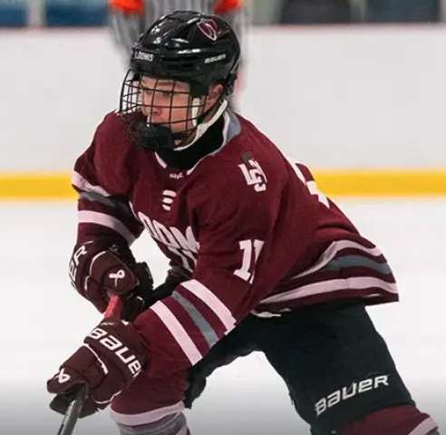 Loomis Chaffee boys crimson hockey uniform in action