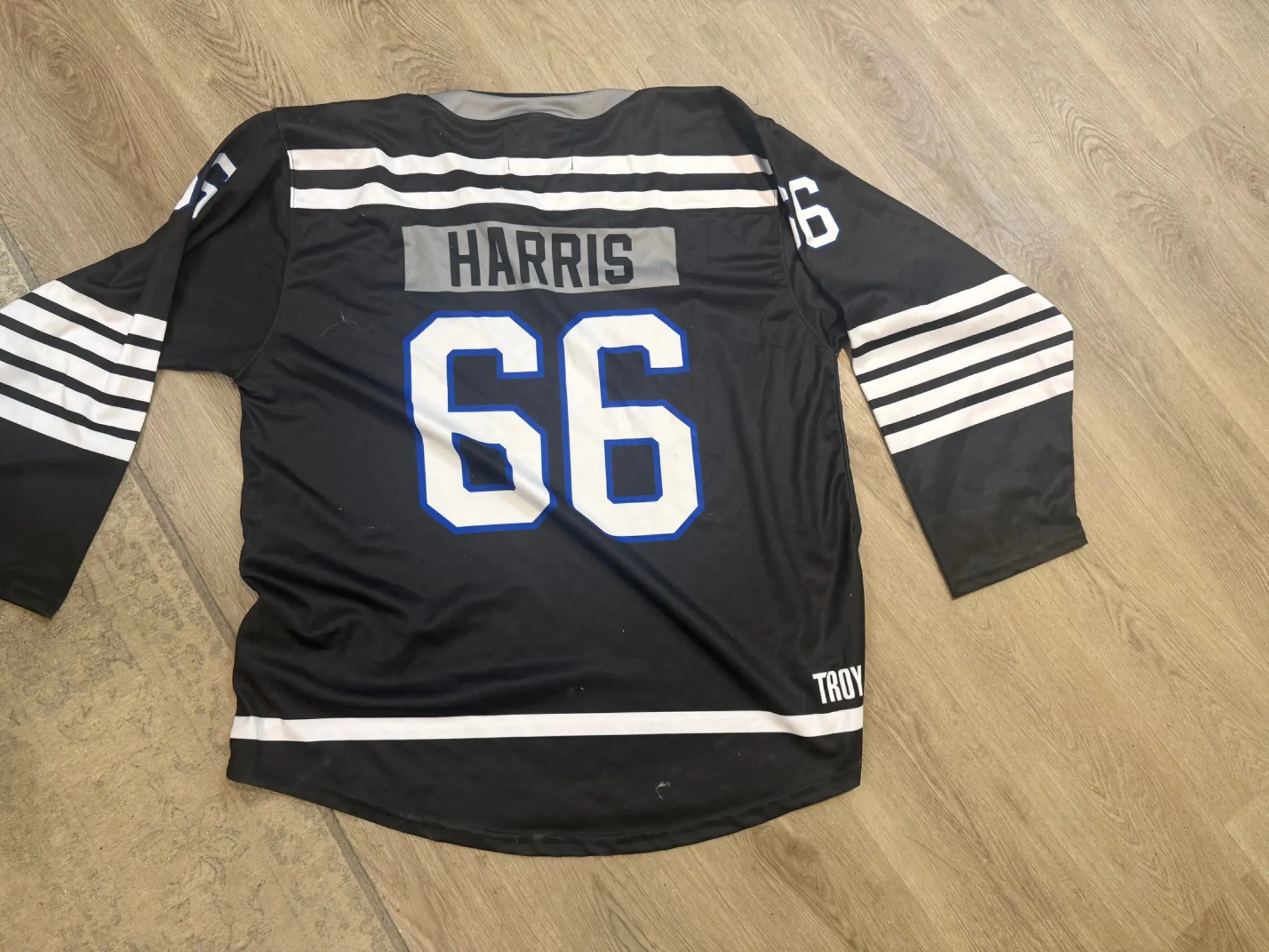 Finished Milford Police Department hockey jersey back