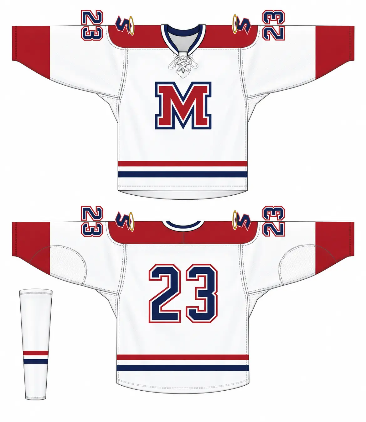 Mount St. Charles Academy white hockey uniform concept on white