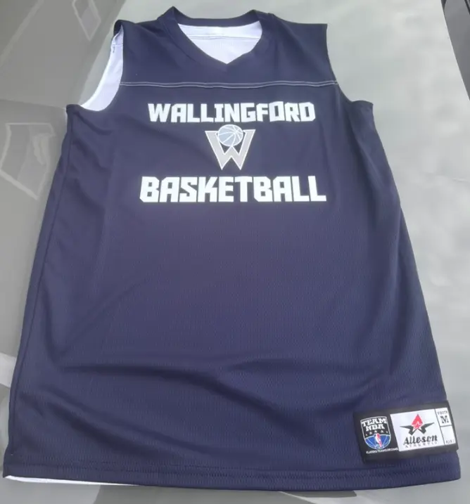 Wallingford navy basketball practice jersey