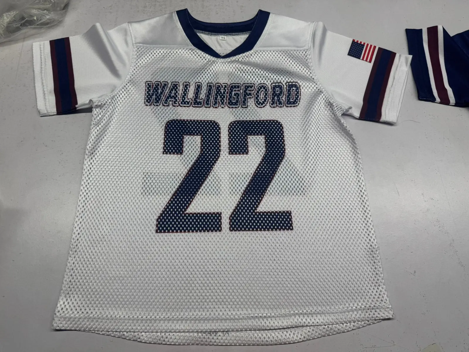 Wallingford white lacrosse jersey number 22